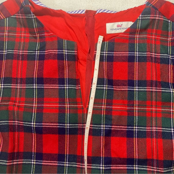 Vineyard Vines Merry Plaid Greenwich Flutter Sleeve Shift Dress - Size 12 - Picture 3 of 15